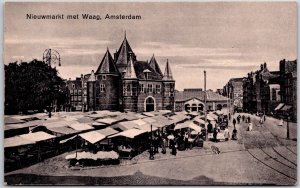 Nieuwmarkt Met Waag Amsterdam Netherlands Real Photo RPPC Postcard