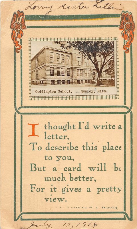 G51/ Quincy Massachusetts RPPC Postcard c1910 Coddington School