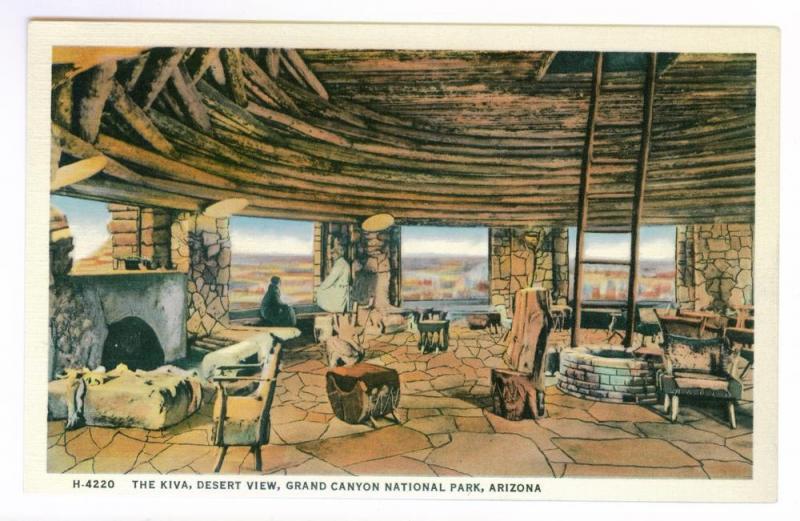 The Kiva Desert View Grand Canyon National Park, Arizona unused linen PPC