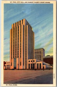 VINTAGE POSTCARD ST. PAUL CITY HALL AND RAMSEY COUNTY COURT HOUSE MINNESOTA