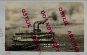 Davenport IOWA RPPC 1912 STEAMBOAT Mississippi River FERRY Rock Island IL IA