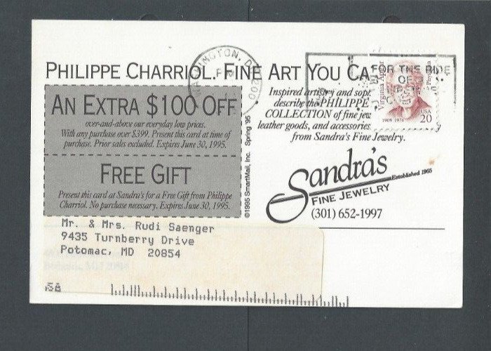 Post Card Gold Watch By Philippe Charriol On Advertising Card