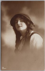 Dreamy Edwardian Beauty Young Woman Portrait Postcard George Gerlach RPPC H82