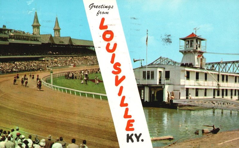 Vintage Postcard 1967 Greetings From Louisville Kentucky Derby Churchill Downs