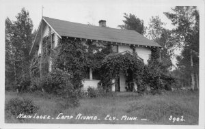 Real Photo Postcard Main Lodge at Camp Rivard in Ely, Minnesota~123302