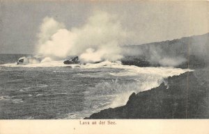 LAVA AN DER SEE VOLCANO LAVA LAKE APIA SAMOA POSTCARD (c. 1910)