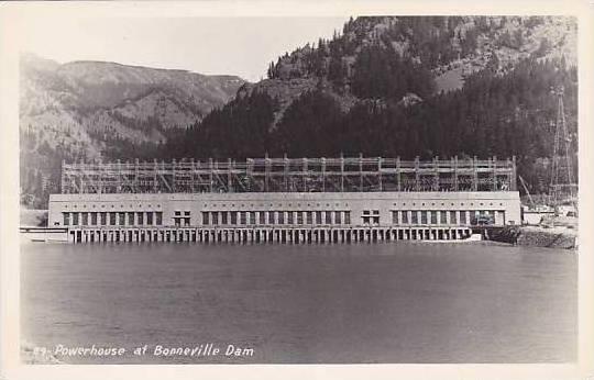 Oregon Powerhouse At Bonneville Dam Real Photo RPPC