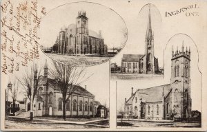 Four Churches Ingersoll Ontario ON c1906 Postcard F27