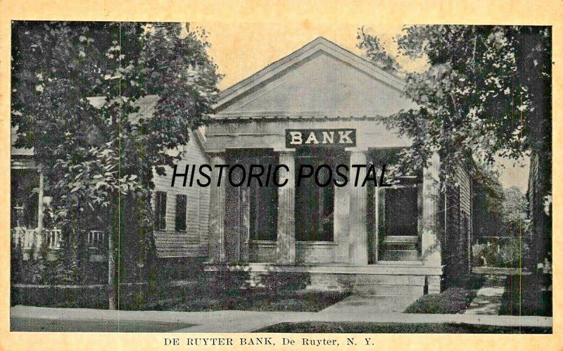DE RUYTER NEW YORK~DE RUYTER BANK-1919 ESS & ESS PUBL POSTCARD