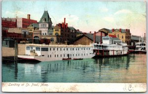1907 Landing At Saint Paul Minnesota MN Steamboats Boat House Posted  Postcard