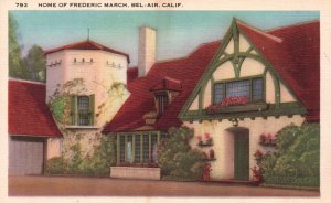 Vintage Postcard 1930's Home Of Frederic March Residence Bel-Air California CA