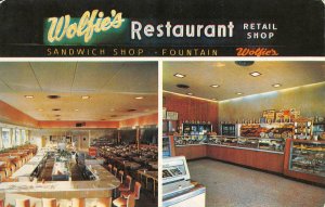 WOLFIE'S Restaurant & Fountain St. Petersburg, FL Deli ca 1950s Vintage Postcard