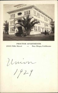 San Diego California CA Proctor Apartments 1920s Real Photo Postcard