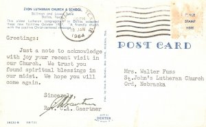 Postcard 1964 Zion Lutheran Church & School Skillman & Lovers Lane Dallas Texas