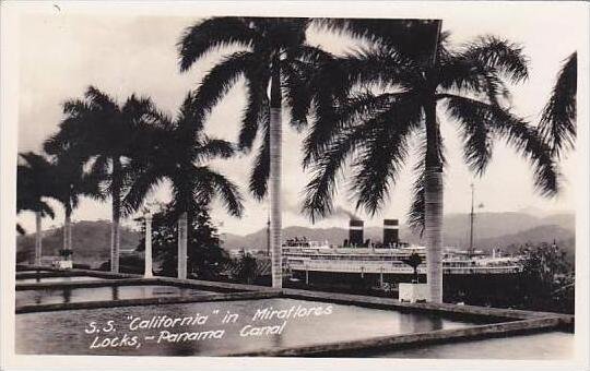 Panama Steamship California In Miraflores Locks Real Photo RPPC