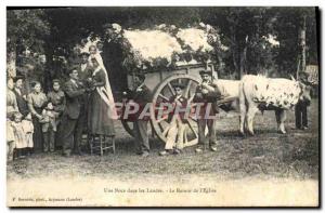 Postcard Old Hitch A wedding in the Landes The return of Steers & # 39eglise ...