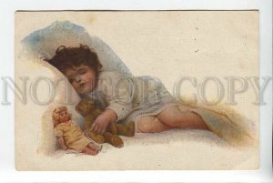 3184528 Sleeping Kid & TEDDY BEAR by GUTMANN Vintage Russian PC