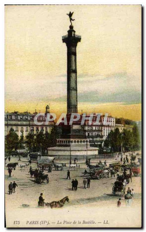 Old Postcard Paris's Bastille Square