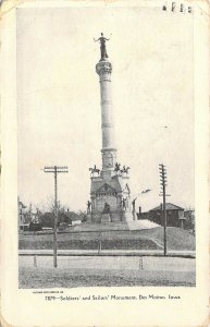 1907, Soldiers and Sailors Monument, Des Moines, IA Old Postcard