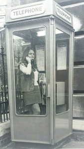 Vintage Postcard Fashionable Young Lady Using a No 8 Telephone Box Kiosk c1968