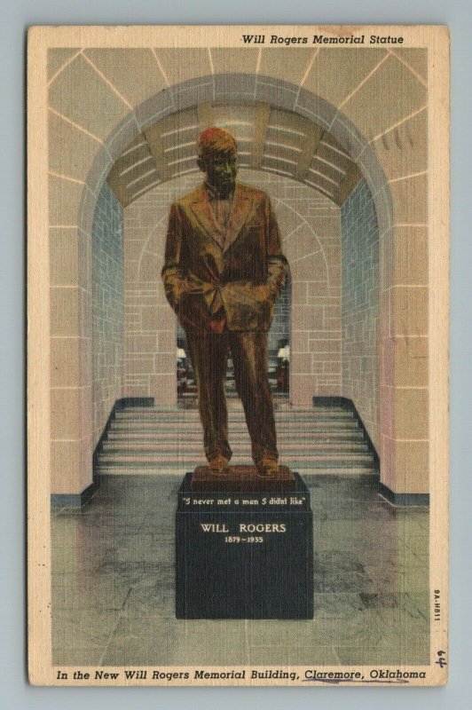 In The New Will Rogers Memorial Building, Claremore, Oklahoma Postcard 