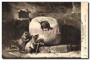Old Postcard Musee du Luxembourg rat withdraws from the world