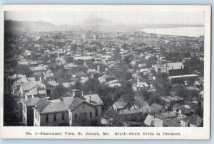 c1905 Panoramic View South Stock Yards In Distance St. Joseph Missouri Postcard