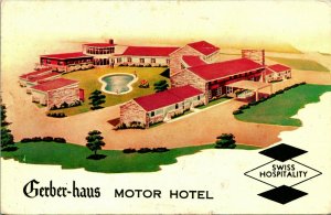 Gerber Haus Motor Hotel Motel Fort Wayne Indiana IN Chrome Postcard C2