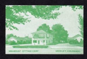 CO Paramount Motel Cottage GREELEY COLORADO Postcard PC