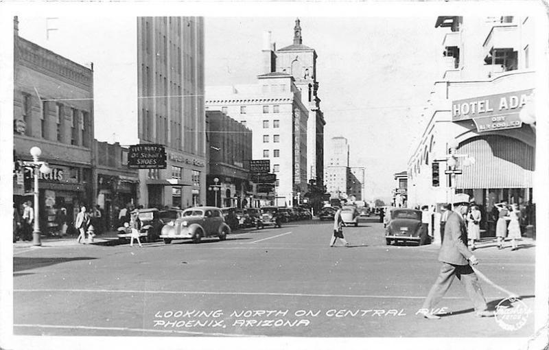 Phoenix AZ Street View Store Front's Looking North RPPC Postcard