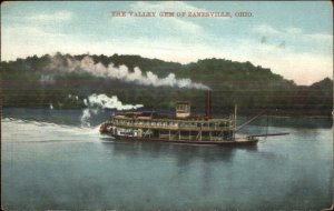 Paddle Wheel Steamer Boat VALLEY GEM Zanesville OH c1910 Postcard