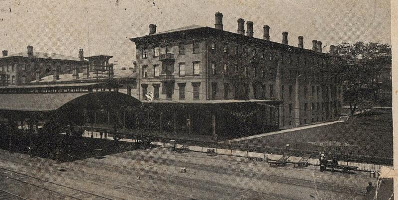 Altoona PA 1910 View of P.R.R. Train Station and Logan House Blair UDB Postcard