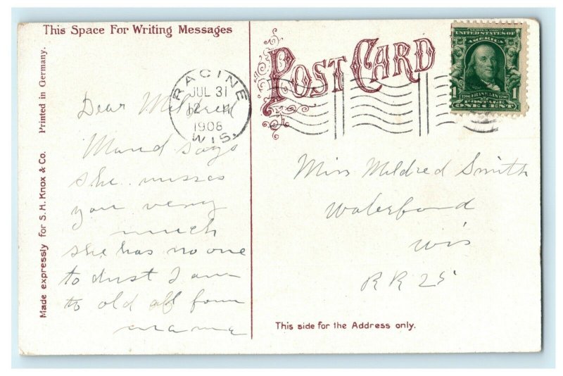 1908 Government Pier Racine Wisconsin WI Posted Antique Postcard
