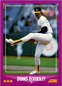 1988 Score Baseball Card Dennis Eckersley Oakland Athletics sk3148