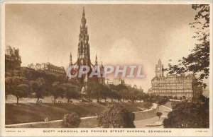 Postcard Old Scott Memorial and Princes Street Gardens Edinburgh