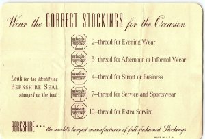 1930s BERKSHIRE STOCKINGS WEAR THE CORRECT STOCKNGS ADVERTISEMENT PROMO Z2283