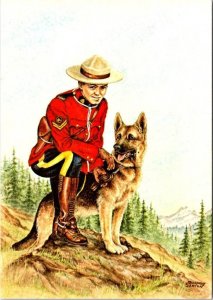 Canada ROYAL CANADIAN MOUNTED POLICE & DOG By Artist Dorothy Seaton 4X6 Postcard