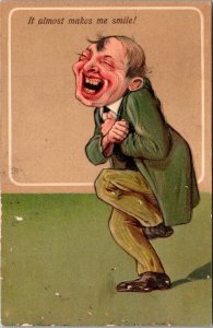 Humour Man Laughing It Almost Makes Me Smile Embossed