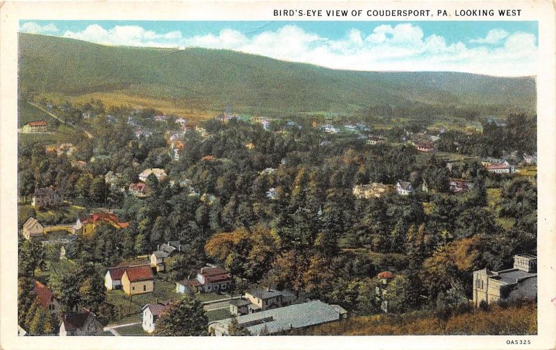 West Coudersport Pennsylvania Bird's Eye View~Street-Houses-Town Bldgs~1920s PC