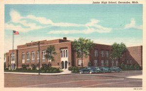 Vintage Postcard Junior High School Campus Building Escanaba Michigan Smith Pub.