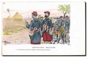 Old Postcard Army Military ballooning