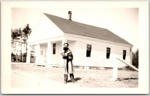 Man Holding A Dog, Outside The House, Photograph, Real Photo RPPC, Postcard