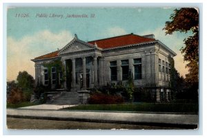 c1910 Public Library Jacksonville Illinois IL Antique Unposted Postcard