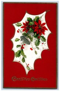 Tacoma WA Postcard Christmas Greetings Poinsettia Flowers Bells Winsch Back