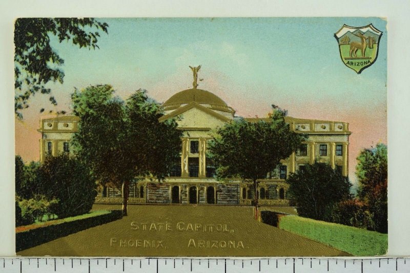 C.1910 State Capitol, Phoenix, Arizona. Embossed Gilt Vintage Postcard P53