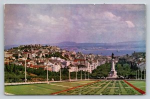 Lisbon Portugal Postcard Parque Eduardo VII View St. George Castle Vintage