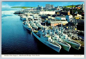 Royal Canadian Naval Dockyard From Angus L MacDonald Bridge Halifax Postcard #2
