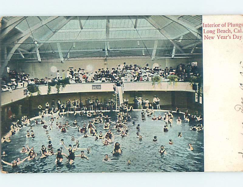 Pre-1907 SWIMMING POOL ON NEW YEAR'S DAY Long Beach - Los Angeles CA hp9133