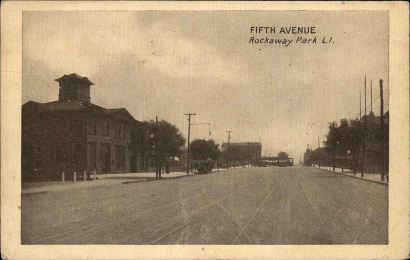 Rockaway Park Long Island NY Fifth Ave c1910 Postcard