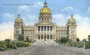 Des Moines, Iowa, IA State Capital USA 1938 light wear postal used 1938